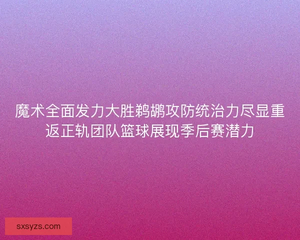 魔术全面发力大胜鹈鹕攻防统治力尽显重返正轨团队篮球展现季后赛潜力