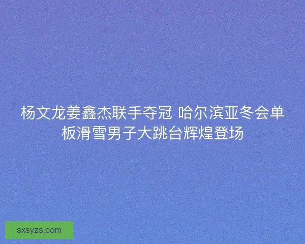 杨文龙姜鑫杰联手夺冠 哈尔滨亚冬会单板滑雪男子大跳台辉煌登场